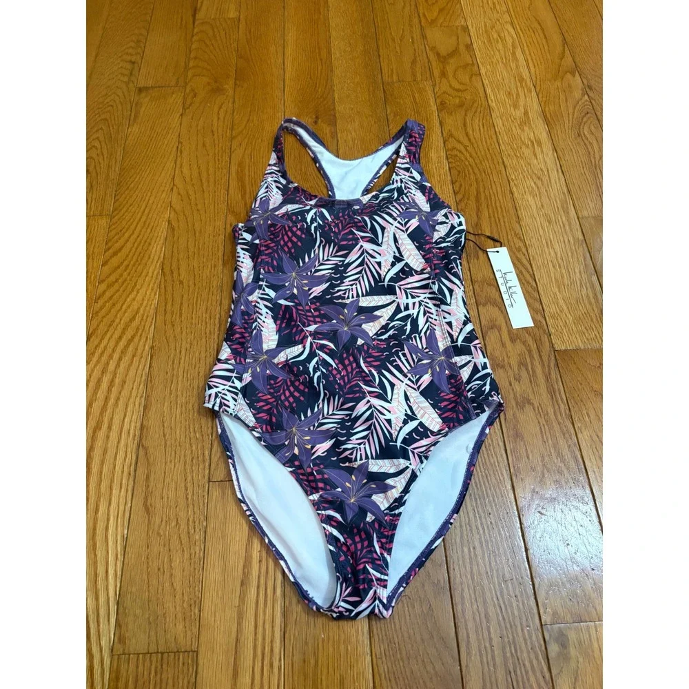 New Nicole Miller Studio Womens Racerback One Piece Swimsuit Raspberry Sorbet S